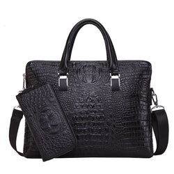 2021 Men Business Handbag Cross Section Pattern Casual Briefcase PU Leather Messenger Bag For Men - SIMWILLZ 
