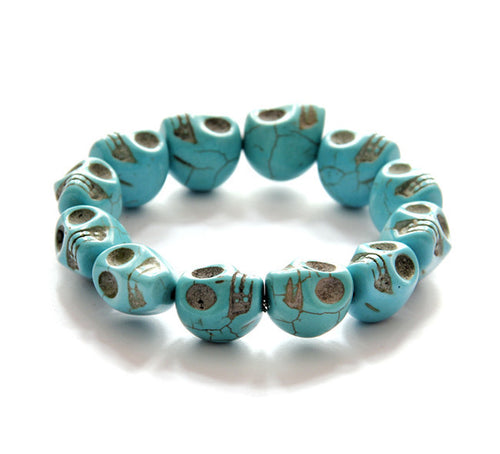 Sieraden armband synthetische turquoise schedelarmband