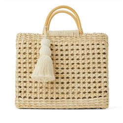 New Straw Woven Bag, Hollow Out Hand Woven Bag, Women'S Hand-Held Beach Bag For A Seaside Holiday In Darong