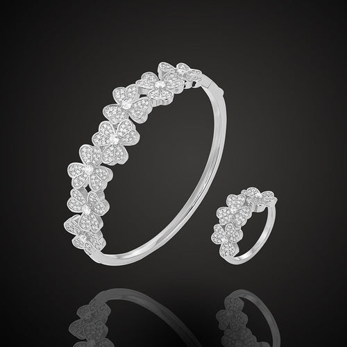 Trefoil Micro-ingelegde Zirkoon Armband All-match Prachtige Vrouwelijke Sieraden Ring Armband Armband