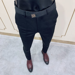 2021 Koreaanse versie van de nieuwe broek Casual heren slanke nachtclub negenpuntsbroek Pakbroek heren