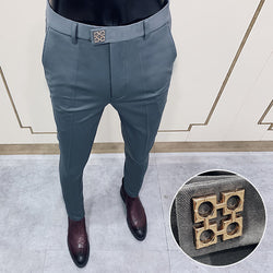 2021 Korean Version Of The New Trousers Casual Men's Slim Nightclub Nine-Point Pants Suit Pants Men