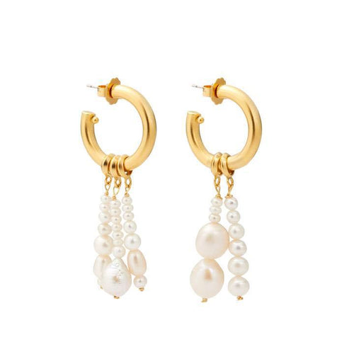 Female Asymmetric Freshwater Pearl  Detachable Earrings