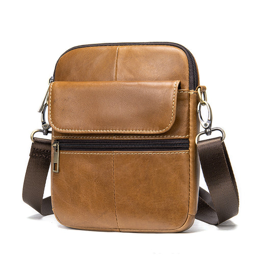 Men's Waist Bag 2020 New Messenger Bbag Shoulder Bag Men's Bag Leather Men Bags First Layer Leather Large Screen Mobile Phone Bag