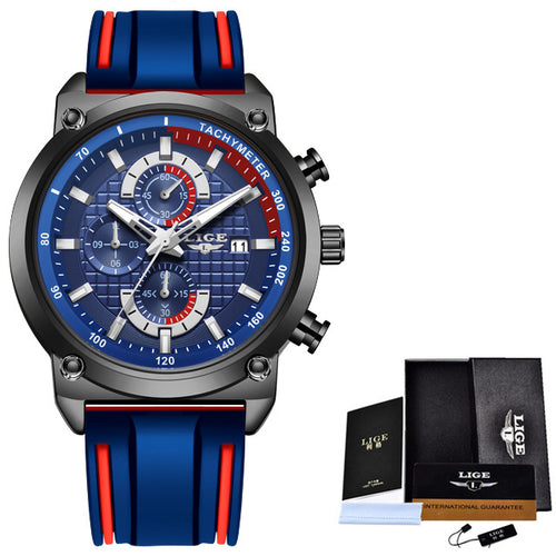 LUIK Nieuwe Creatieve Ontwerp Blauwe Horloges Heren Luxe Quartz Horloge Roestvrij Staal Chronograaf Sport Heren Horloge Relogio Masculino