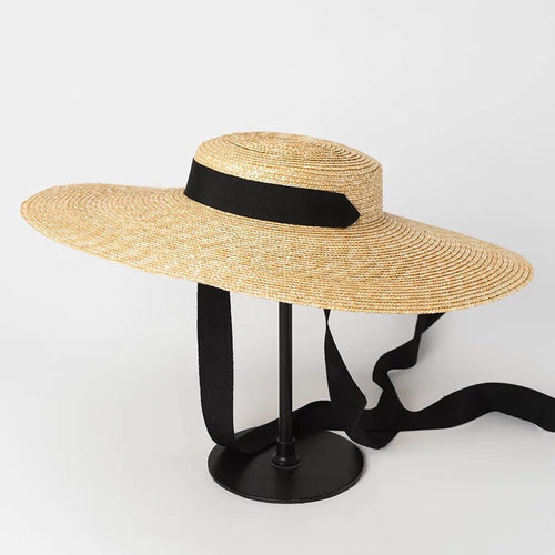 Simple And Fashionable Strappy Straw flat Top Straw Hat Sunshade Straw Straw Hat
