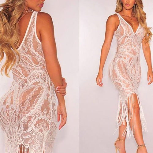 Summer Sexy Lace Mesh Seethrough Dresses