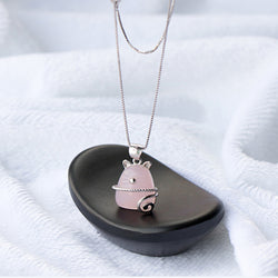 925 Sterling Silver Lucky Cat Necklace Female