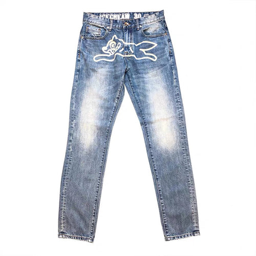 Washed Blue And White American Men Jeans - SIMWILLZ 
