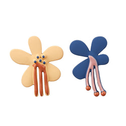Cartoon Flower Paint Earrings Female Cute Smiley Earrings