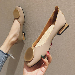Mid-heel Chunky Heel Granny Shoes Female Shallow Mouth Mary Jane Single Shoes