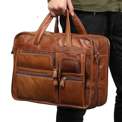Casual Retro Leather Men's Briefcase Handbag - SIMWILLZ 