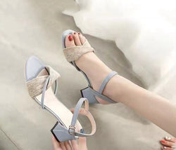 High-heeled Sandals Female Summer Roman Shoes With Thick Heel French Small  Fairy Shoes