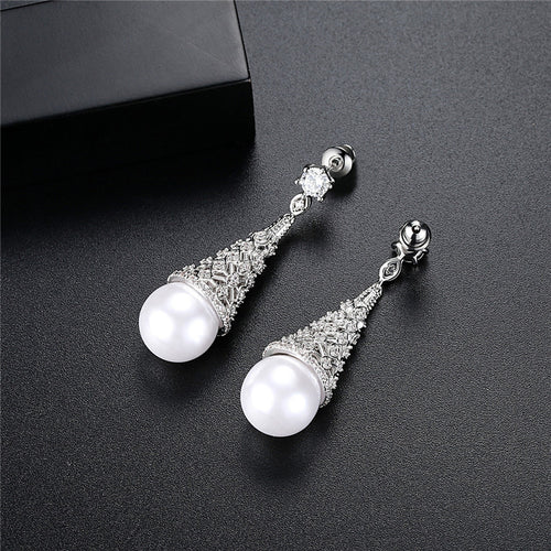 Zircon Korean Pearl Female Earrings