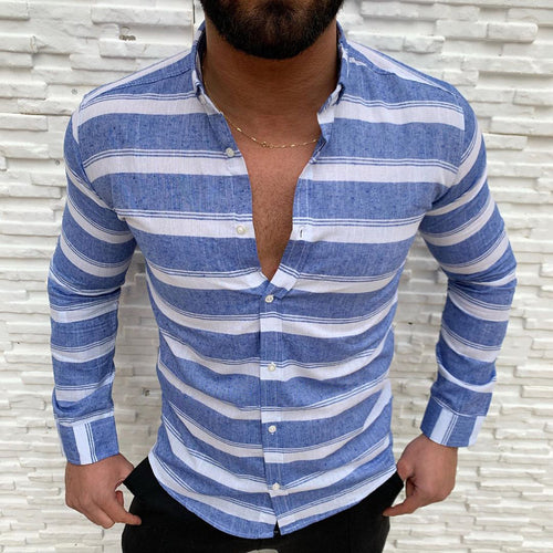 Lapel Button Long-sleeved Men's Casual Shirt - SIMWILLZ 