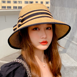 Bow-knot Sun Hat, Foldable Sun Hat, Sun Protection, Big-brimmed Hat