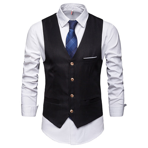 Men's Suit Vest Black Slim Casual Suit - SIMWILLZ 