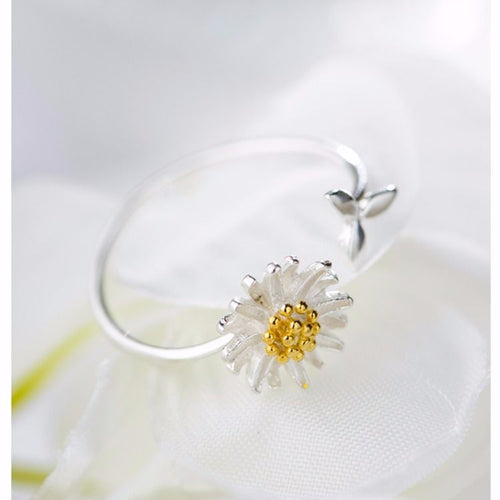 CIAXY 925 Sterling Zilveren Daisy Bloem Ringen voor Vrouwen Maat Verstelbaar Ringen Fashion Party Sieraden Gift Anillos Mujer