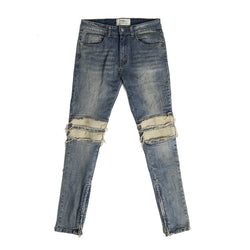 Tailored hole patch jeans
