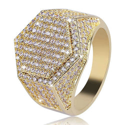 Hip Hop Man Ring Micro Pave CZ Zilveren Ring Goud Kleur Vierkante Ringen Voor Mannen Sieraden