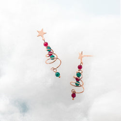 Christmas tree earrings female