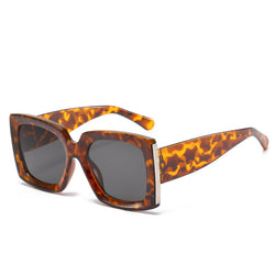 Trendy zonnebril met groot frame, dames vierkante, heldere zwarte zonnebril