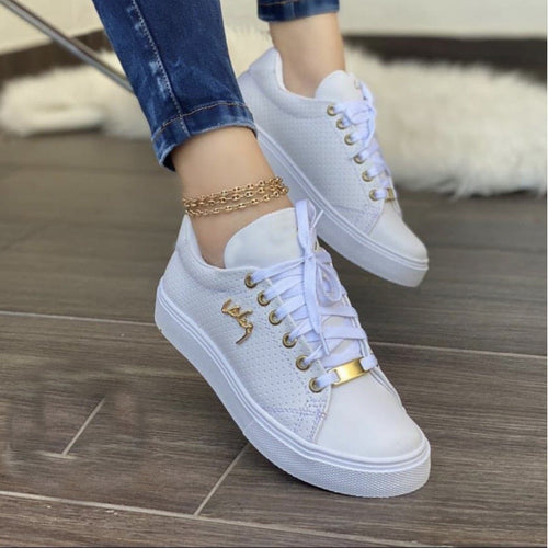 Women Flat Sneakers Breathable Lace-up