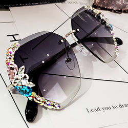 Stereo drilling Sunglasses female diamond Sunglasses sunscreen glasses UV protection