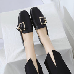 One-legged female shoes tide Korean version of the fashion single shoes female shallow mouth buckle flat bottom women's shoes