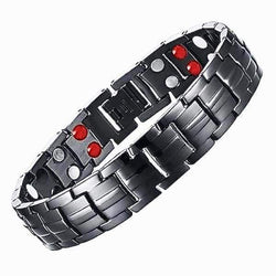 Zwarte armband heren handketting energie gezondheid germanium magnetische armband heren roestvrijstalen armbanden voor dames heren 