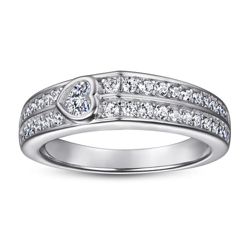 Women's Fashion Wedding Rings Heart-shaped Row Diamond Ring