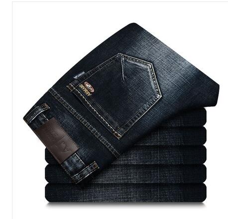 Elastische herfst en winter hoogwaardige mannelijke jeans zakelijke rechte buis reparatie merk jeans heren losse maat herenkleding