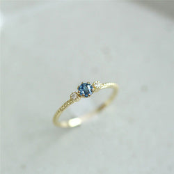 ROMAD Oceaanblauwe Strass Ringen Dames Maat 105 Goud Zilver Vingerringen voor Bruiloft Verloving Eenvoudige Boheemse Ringen