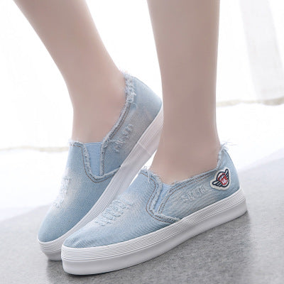 Summer 2016 canvas shoes female chunky loafer cowboy student pedal lazy shoes casual ladies shoes