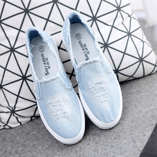 Summer 2016 canvas shoes female chunky loafer cowboy student pedal lazy shoes casual ladies shoes