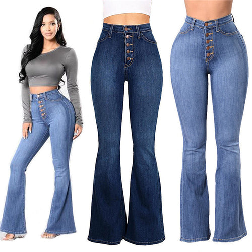 Nieuwe stretchjeans met hoge taille