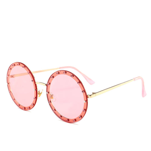 Round diamond-encrusted sunglasses female diamond decoration European and American street shooting trend catwalk sunglasses