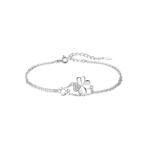 Sterling Silver Four-leaf Clover Bracelet Female