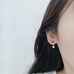Pure Silver Earrings Female Korean Calf Earrings Freshwater Pearl Earrings