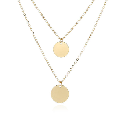 Simple round metal necklace female