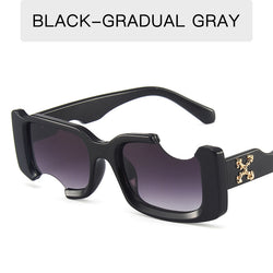 New Style Personality Frame Sunglasses Female Notch Square Small Face Sunglasses