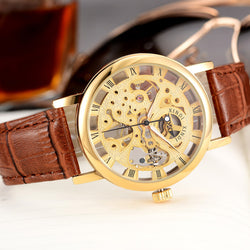 De nieuwe dubbelzijdige holle mechanische horloges, vrijetijdshorloges voor heren, mechanische horloges met handmatige ketting