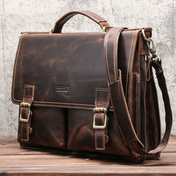 Leather men's business briefcase - SIMWILLZ 