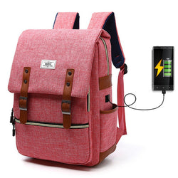 2021 Vintage heren dames canvas rugzakken schooltassen voor tienermeisjes laptoprugzak met USB-opladen mode reizen 