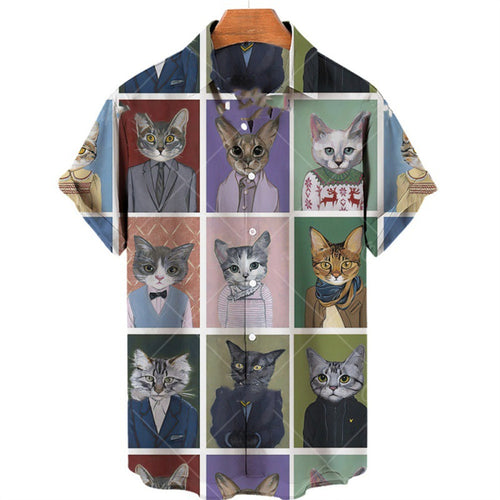 Men's And Women's Printed Shirt Buttons Animals - SIMWILLZ 