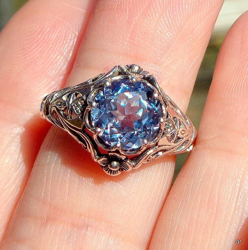 Luxe blauwe kristallen ringen voor dames Creatieve vrouwelijke bloemringsieraden