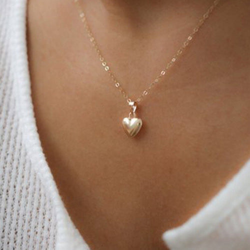 Female copper peach heart necklace