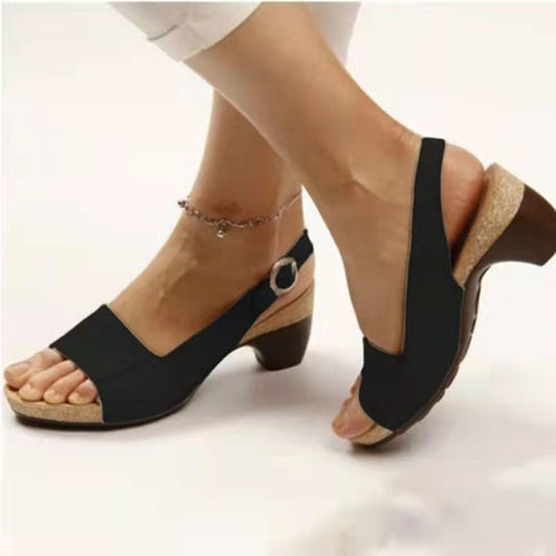 Ankle Strap Sandals Summer Low Heel Peep Toe Shoes Women