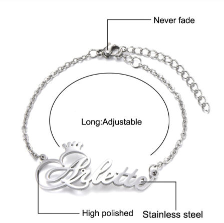 Letter stainless steel bracelet female
