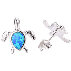 Fashion small turtle earrings earrings with gold jewelry blue protein stone earrings earrings double female female